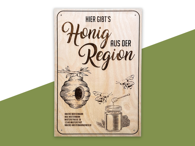 Schild "Honig aus der Region"