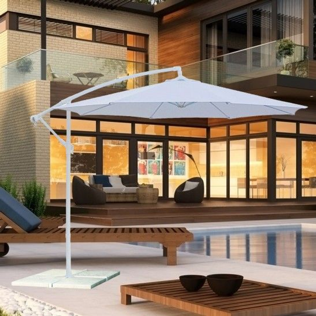 Ombrellone Da Giardino Decentrato 3 Mt BIANCO 