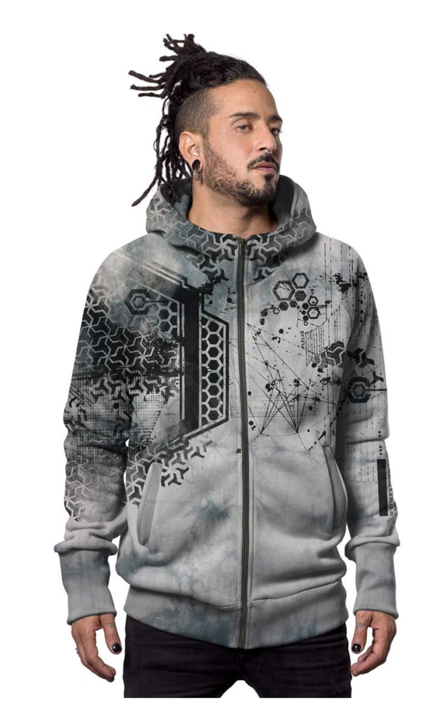 400050 DEA HOOD GREY TIE DYE 