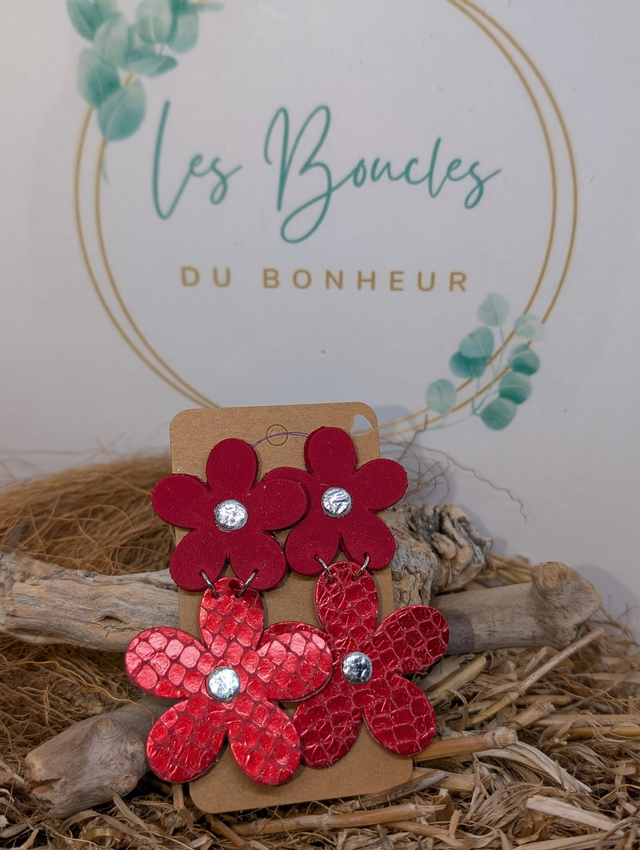 Boucles d&#039;oreilles Marguerite rouge m1016