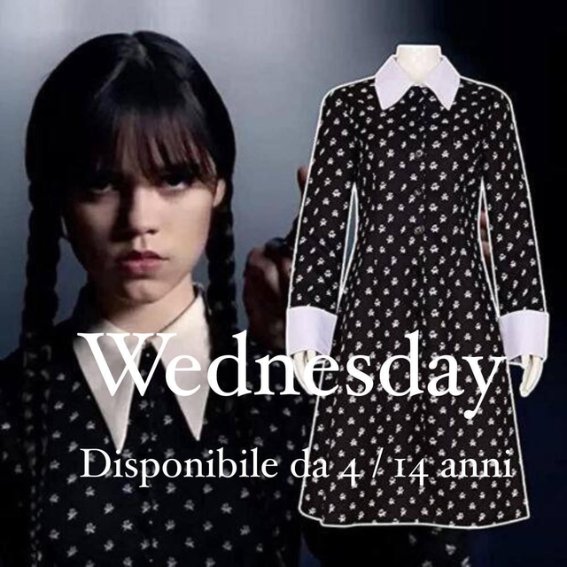 CARNEVALE , COSTUME MERCOLEDI ADDAMS , WEDNESDAY NETFLIX