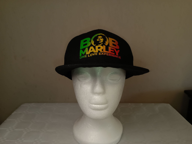 Casquette Noir Bob Marley One Love Tissu Vert Jaune Rouge
