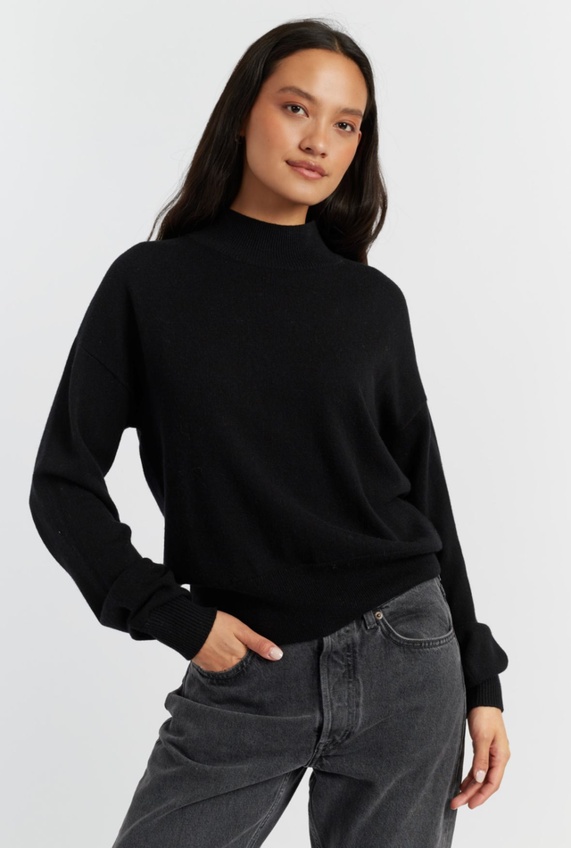 Black Chinti &amp; Parker Wool/Cashmere Funnel Sweater 