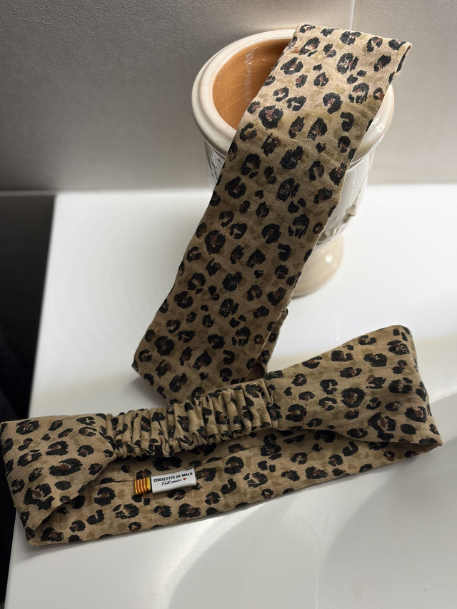 Accessoires cheveux double gaze KARLI (léopard kaki)