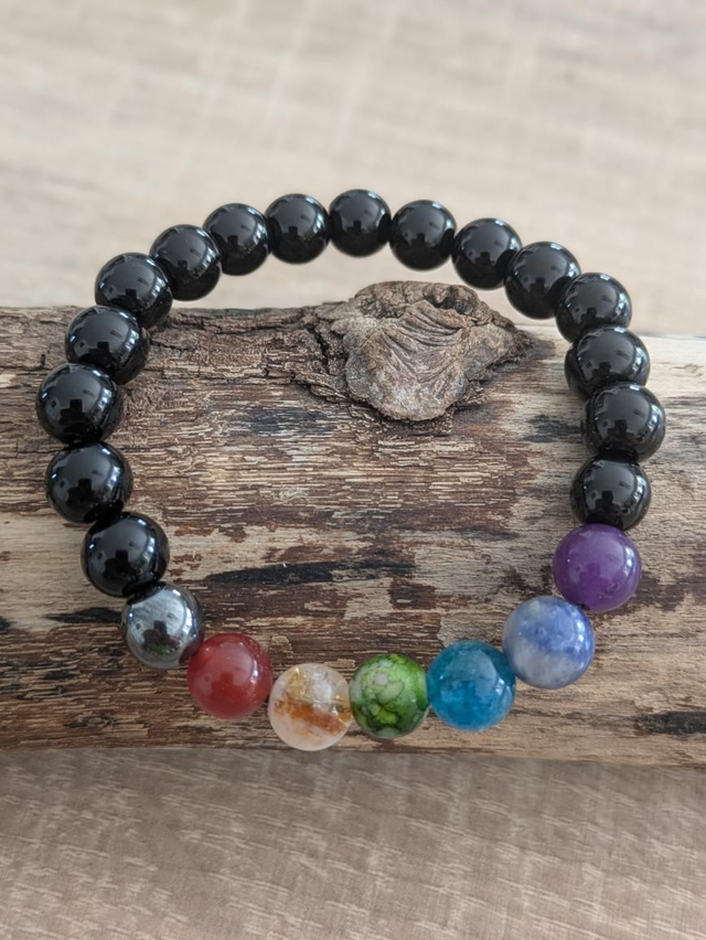 7 chakras Obsidienne 8 mm