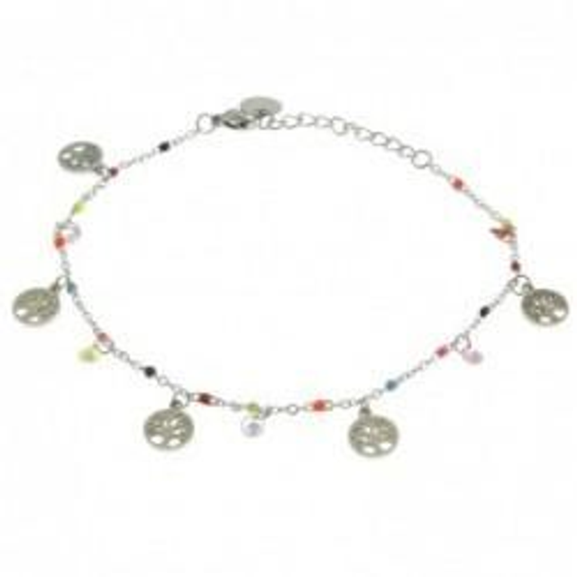 Cavigliera donna in acciaio con portafortuna albero della vita 