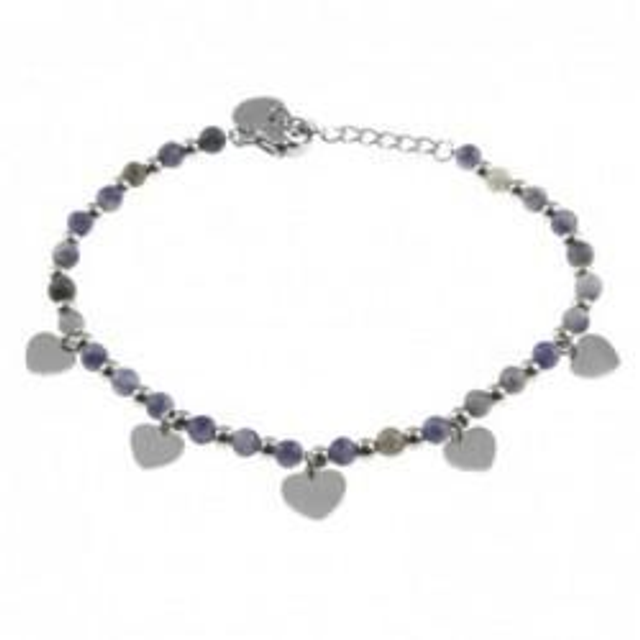 Bracciale donna con pietre naturali bijoux e charms a cuore
