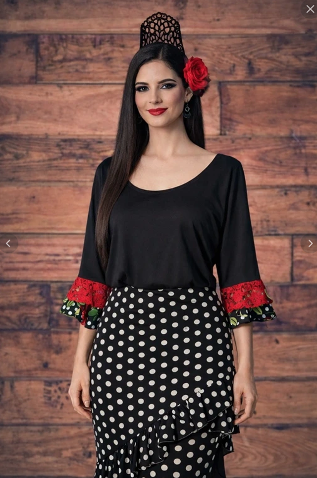 430 Taille XXL Top bohème Flamenco 