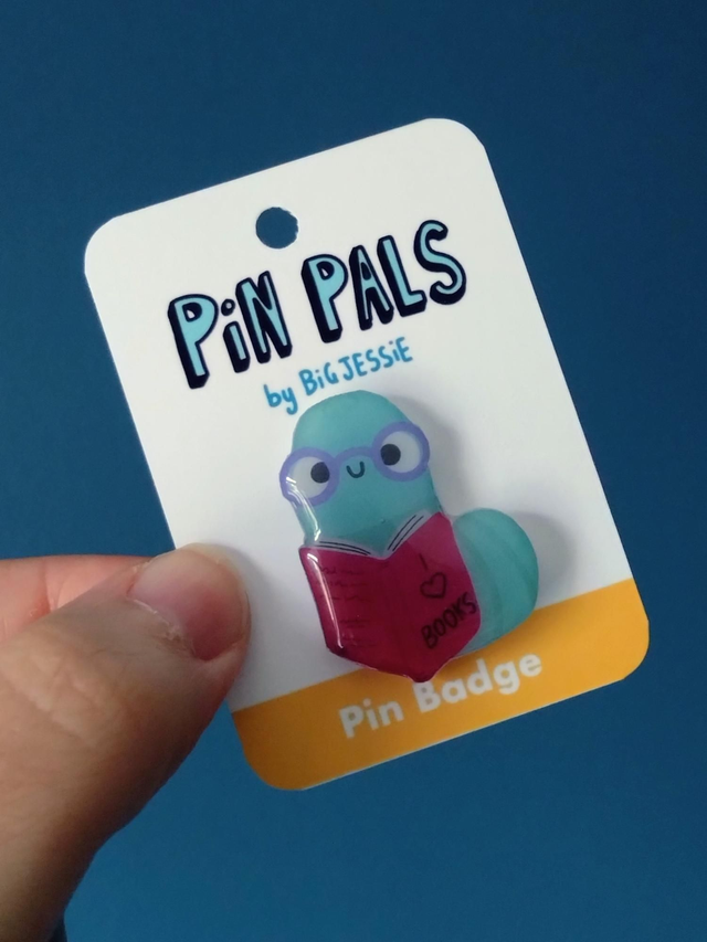 Bookworm pin badge