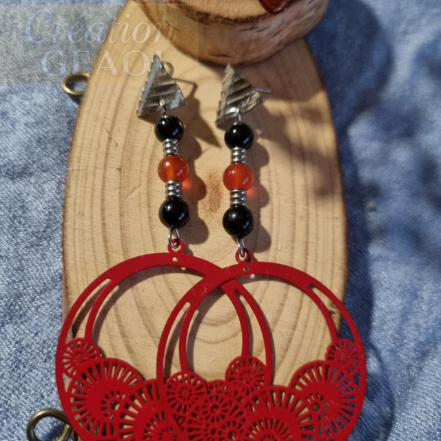 Tourmaline et agate rouge cornaline