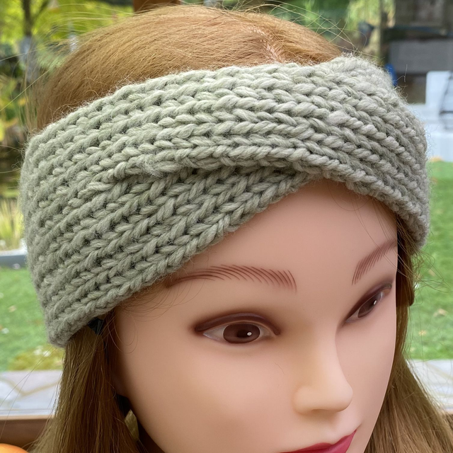 Bandeau croisé laine Vert pale