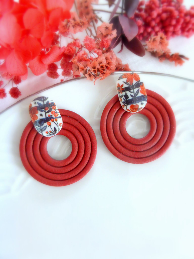 Boucles d'oreilles rondes - Fleurs de Feu