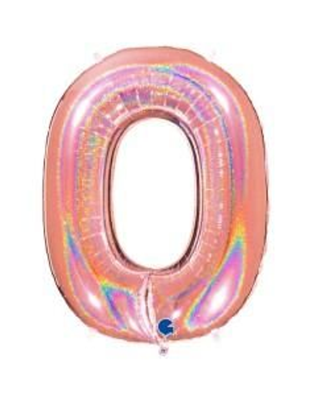 Numero 0 Holografico Rosa Gold