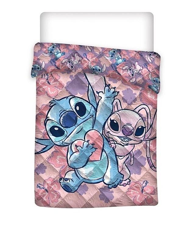 Couette Réversible / Couvre-lit Matelassé – Disney Lilo &amp; Stitch – 140 x 200 cm