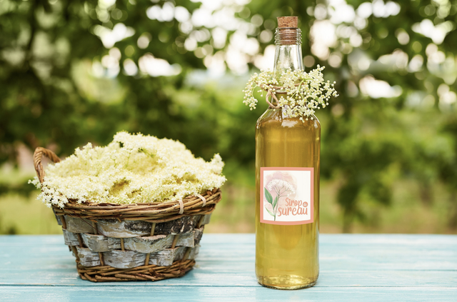 Étiquette autocollante sirop de sureau 