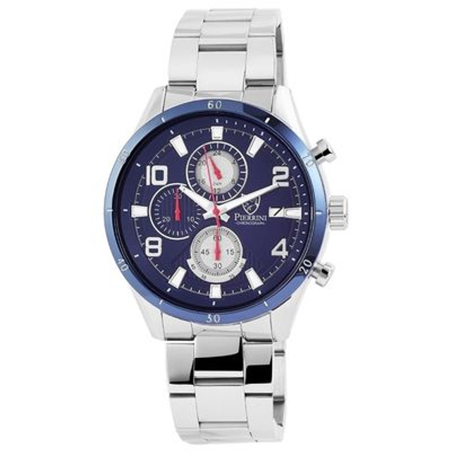 Montre Pierrini homme date chronographe étanche aiguilles lumineuses bracelet acier inoxydable