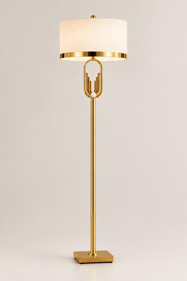 Maison Madis – "Aura" Art Deco Design Vloerlamp (165cm) – Luxe Messing