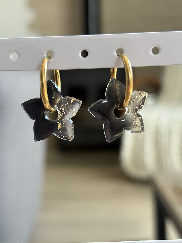 Pampilles ALBA - noire et feuilles d&#039;or