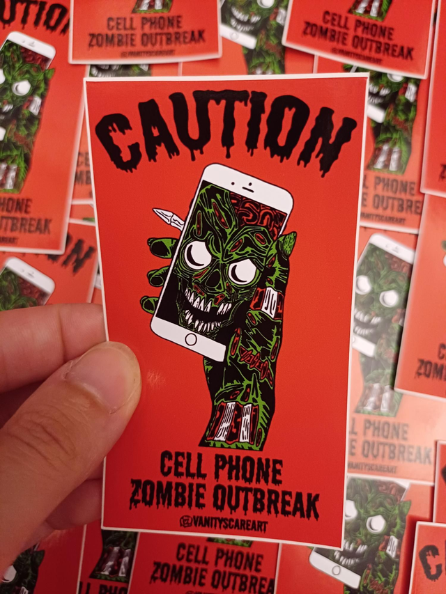 Cell Phone Zombie Sticker