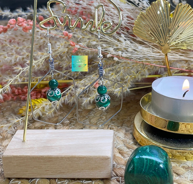 🍀🌿Boucles d’oreilles en Malachite