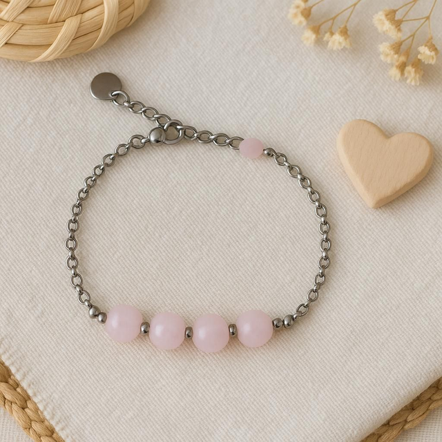 Bracelet Quartz rose (Amour inconditionnel,Paix,Calme et la Tendresse)