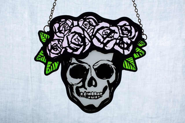 Day of the Dead Skull with Rose Crown (Large)