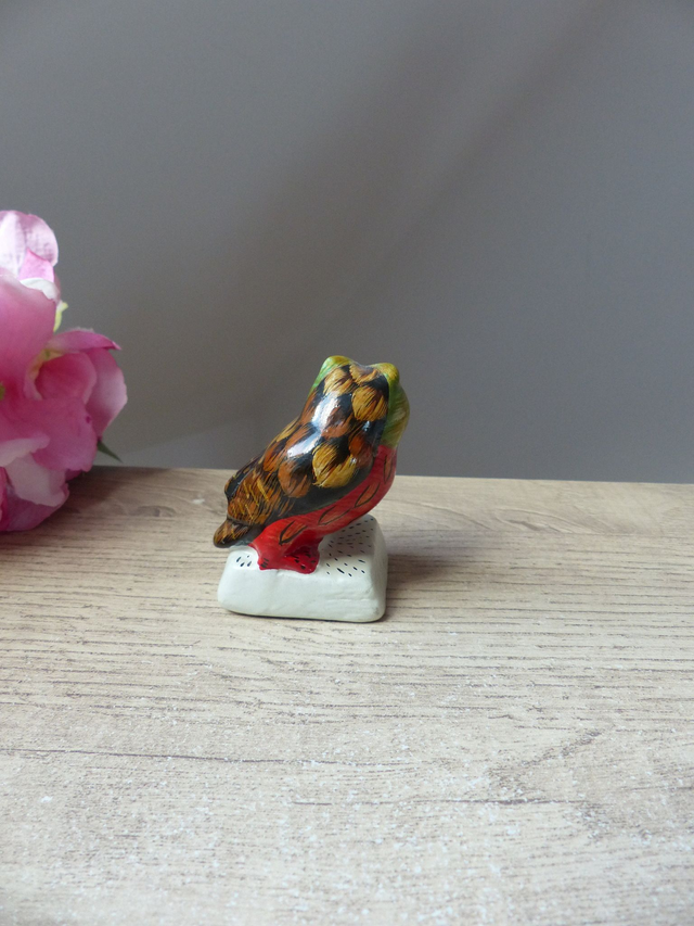 Charmante Figurine Chouette Savante sur Livre – Terre Cuite Vintage 1970, Cadeau Enseignant, Professeur, Etudiant, Décoration Maison Vintage