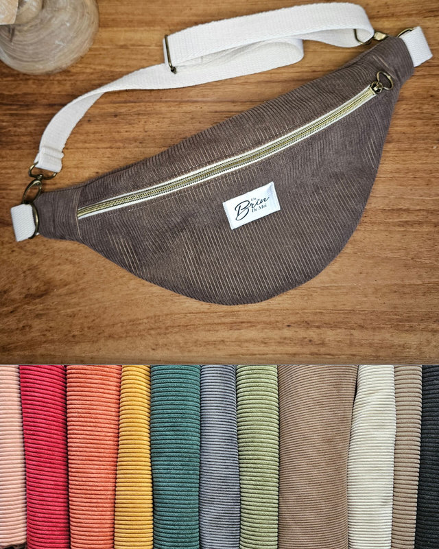 Personnalisez votre banane en velours côtelé marron