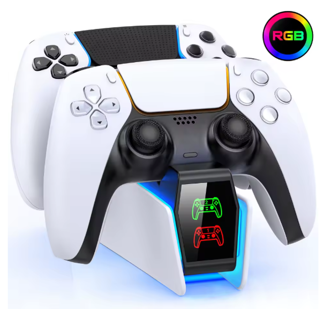 Chargeur de contrôleur PS5 avec lumière RGB, station de charge à double support, accessoires de Station de charge pour PlayStation 5