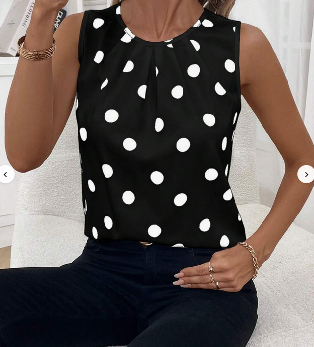 467 Taille M Top satine pois blancs 