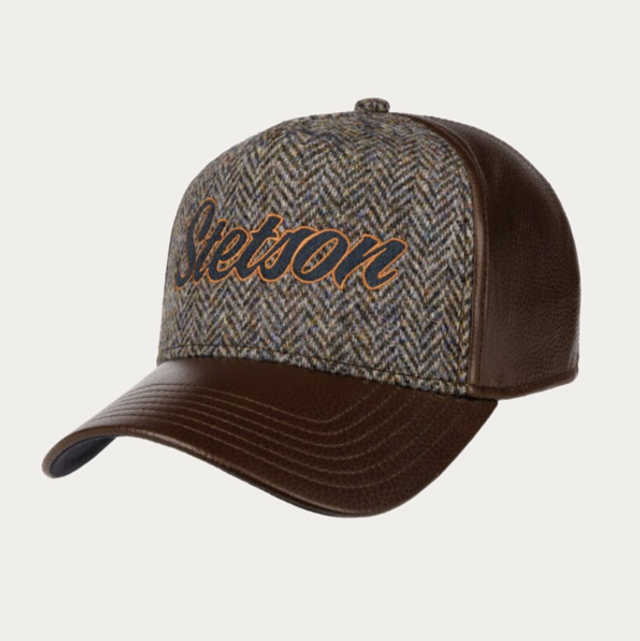 Stetson Trucker Cap Lamb Nappa Harris Tweed