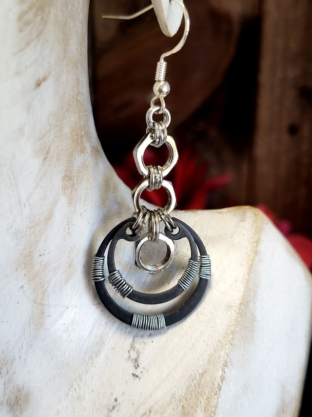 Boucles d'Oreilles Néo Circlips "Spirale d'Acier"