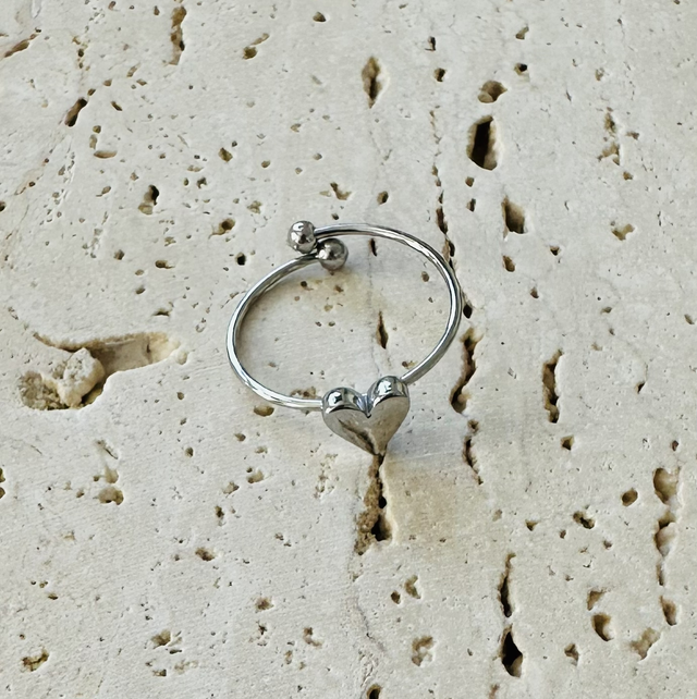 Ring hartje zilver 