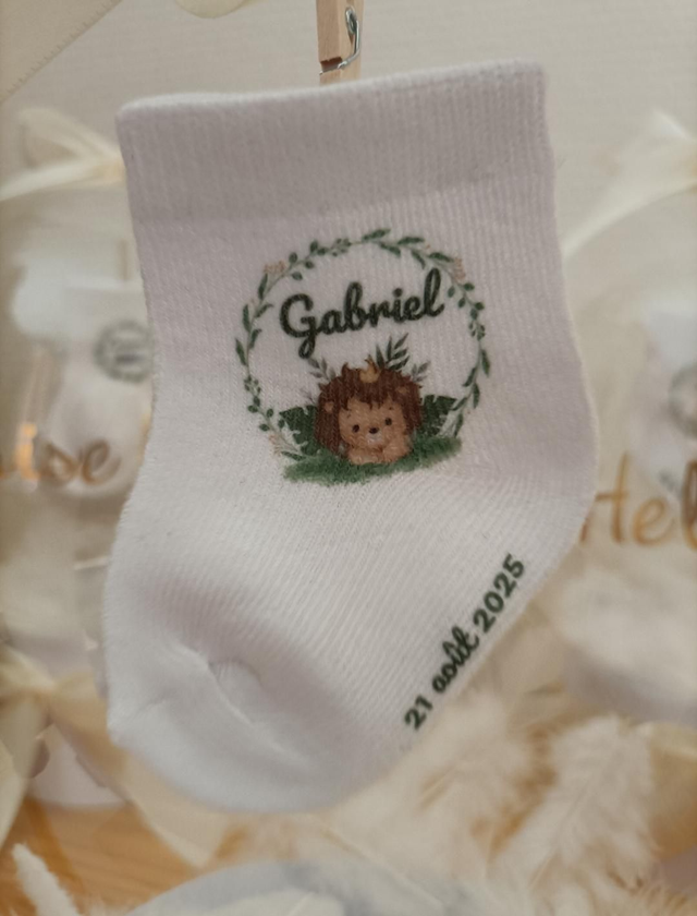 Chaussettes Naissance personnalisables - Motif Lion 🦁