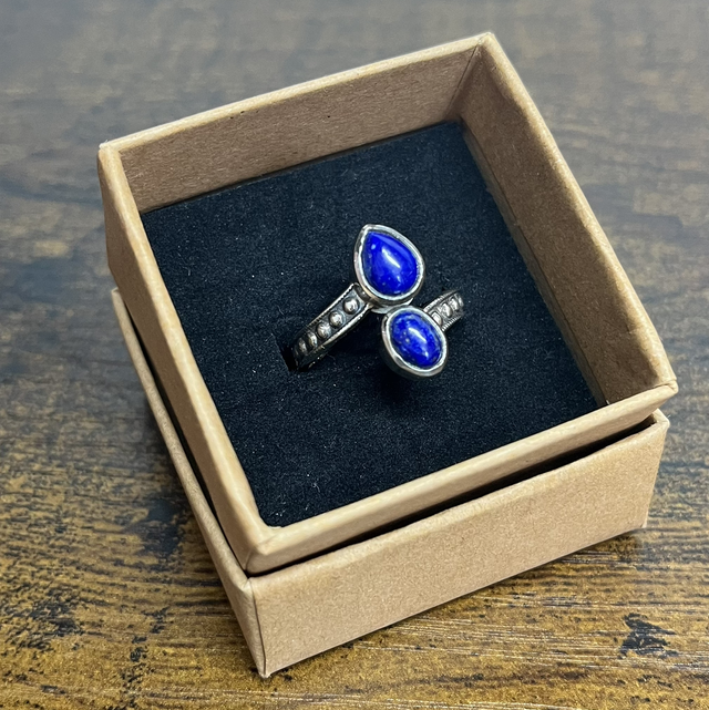 Bague en argent et Lapis-Lazuli - Taille réglable par le dessus