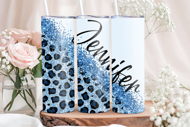 Persoanlised Leopard Glitter Tumbler