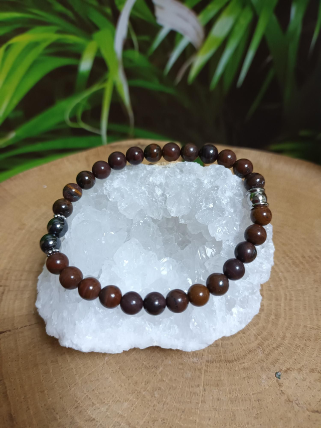 Bracelet en œil de fer et hématite magnétique