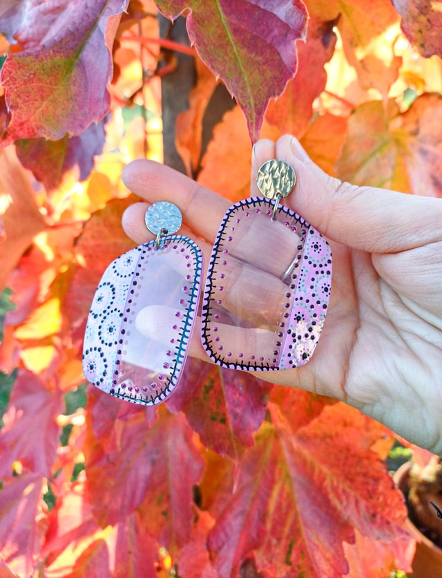 Collection Céleste - Boucles d'oreilles Verres de Lunettes - nuances de violet
