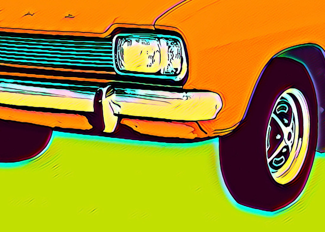 Ford Capri Retro Pop Art, Classic Car, Stretched Canvas Picture, vintage colours