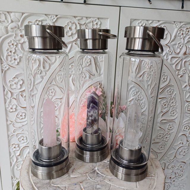 Gemstone Obelisk Glass Water Bottles