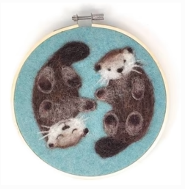 Otters in a Hoop Needle Felt Craft Kit