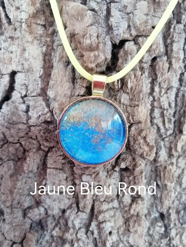 Collier RM03 Rond Mica Jaune Bleu