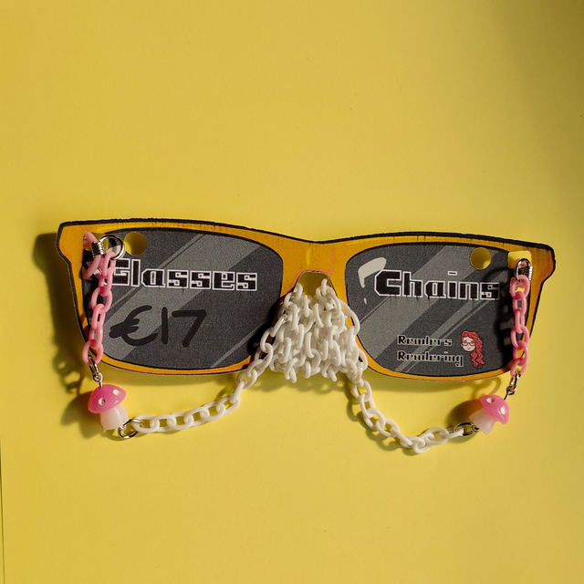 White and Pink - Mushrooms - Glasses Chain    [GCH-SLO-MU-WP]