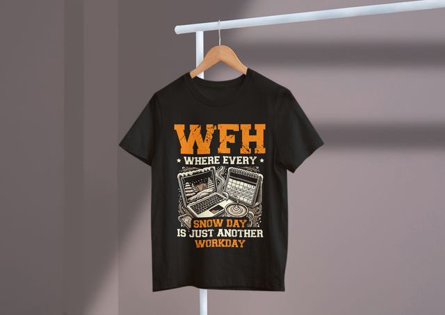 WFH Where Every Snow Day Is Just Another Workday Work. WFH, wo jeder Schneetag nur ein weiterer Arbeitstag ist