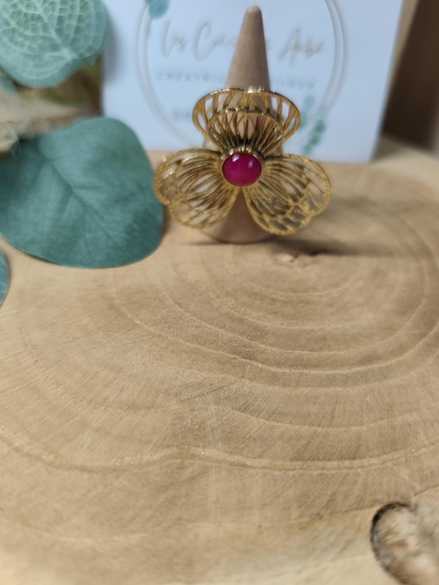 BIG BAGUE FLEUR ACIER INOXY GOLD/ PIERRE ROSE 0000472