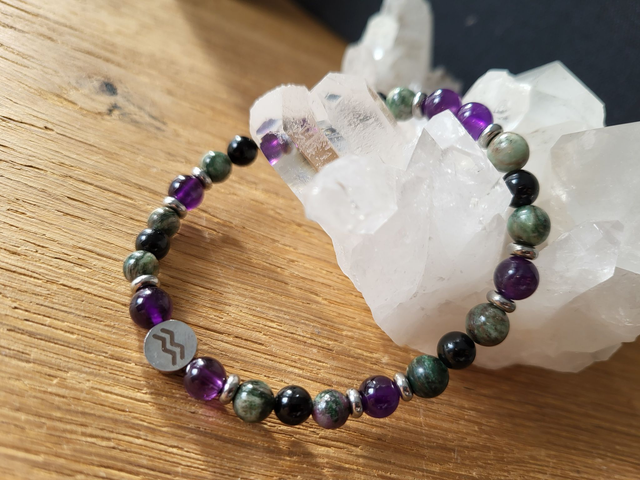 Verseau - Améthyste + Tourmaline + Fuschite 