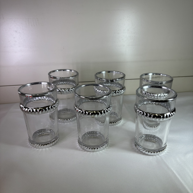 Verre à thé anneaux argenté par 6