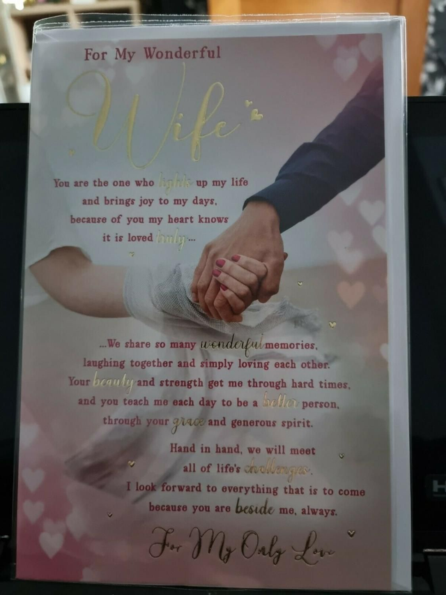 Wife Happy Birthday Card Gold Foil Premium Quality