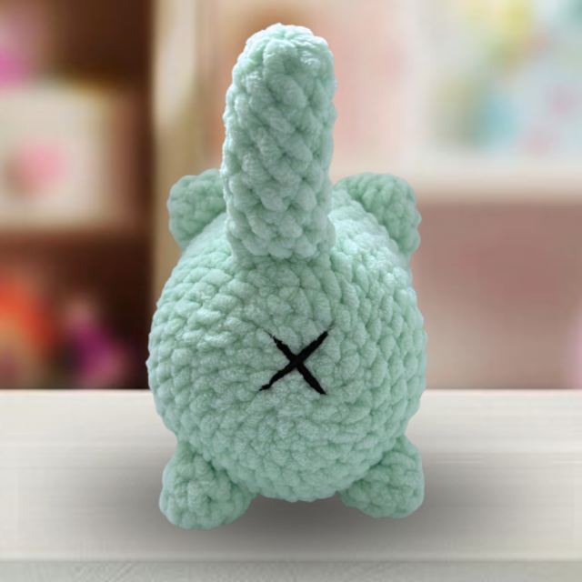 Crochet Chenille Loaf Cat, Mint Green, Glitter Eyes, ukca Tested