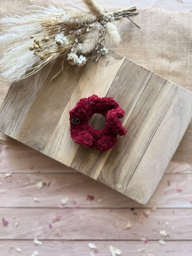 Chouchou tout doux rouge bordeaux  